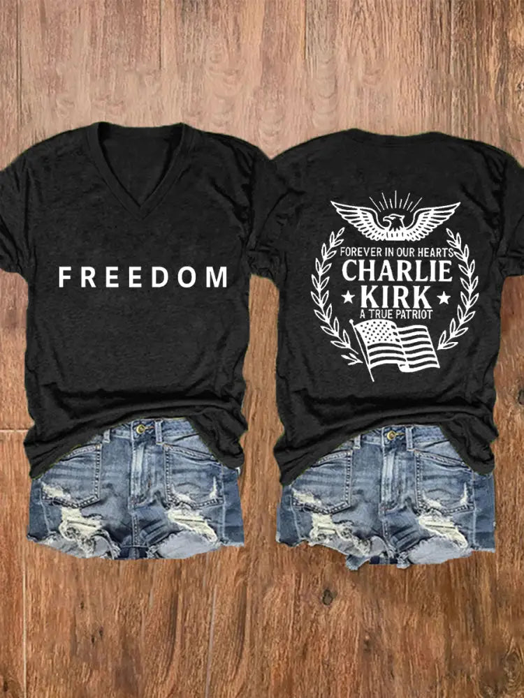 Women’s Freedom Is Not Free R.I.P Charlie Kirk Short Sleeve T-shirt Black / S