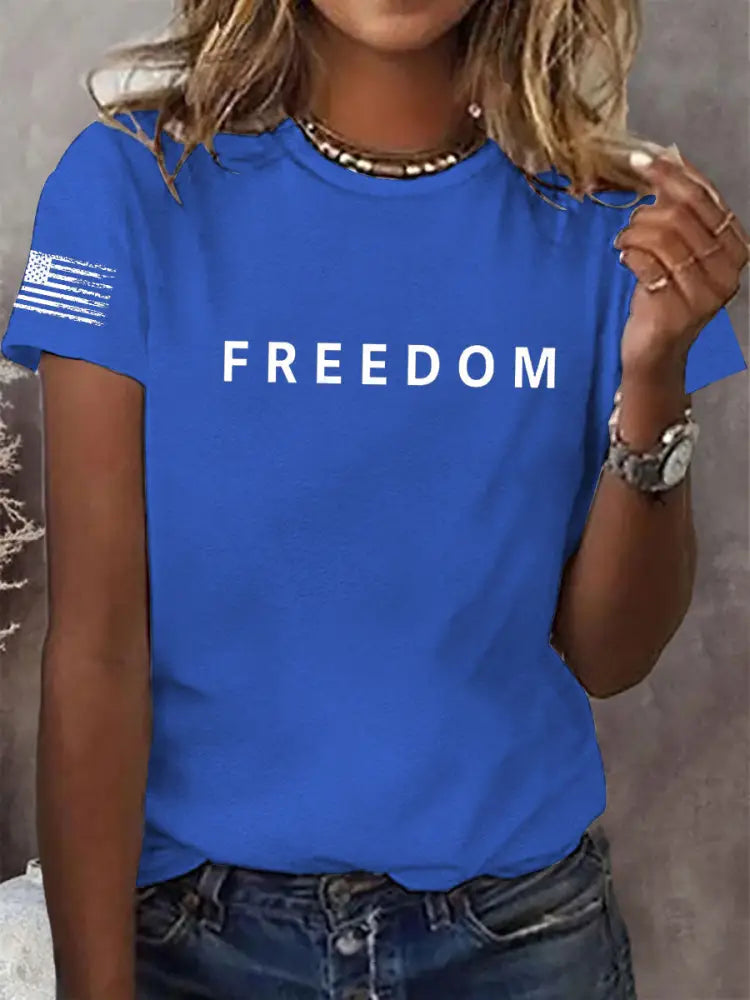 Women’s Freedom Is Not Free R.I.P Charlie Kirk Short Sleeve T-Shirt Blue / S