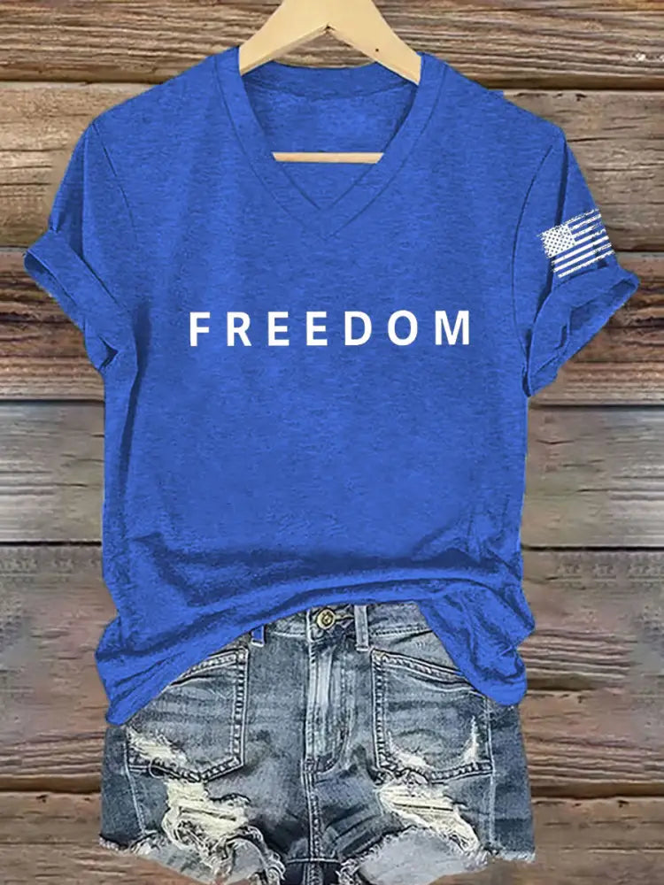 Women’s Freedom Is Not Free R.I.P Charlie Kirk Short Sleeve T-shirt Blue / S