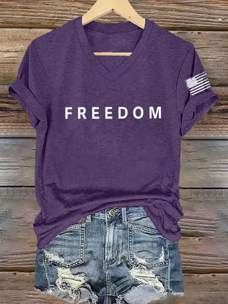 Women’s Freedom Is Not Free R.I.P Charlie Kirk Short Sleeve T-shirt Deep Purple / S