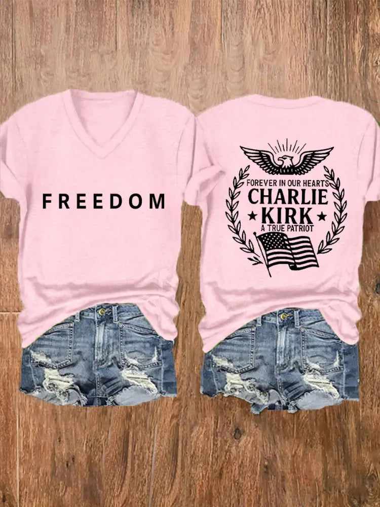 Women’s Freedom Is Not Free R.I.P Charlie Kirk Short Sleeve T-shirt Light Pink / S