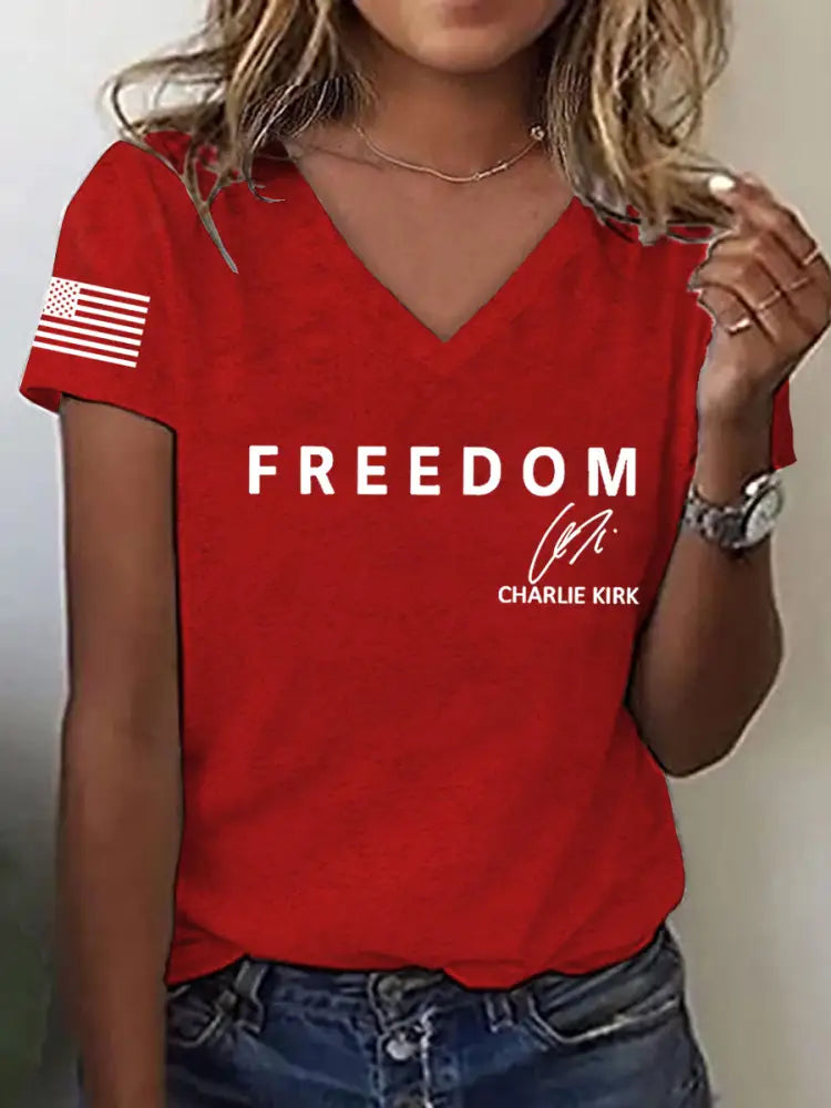 Women’s Freedom Is Not Free R.I.P Charlie Kirk Short Sleeve T-Shirt Red / S