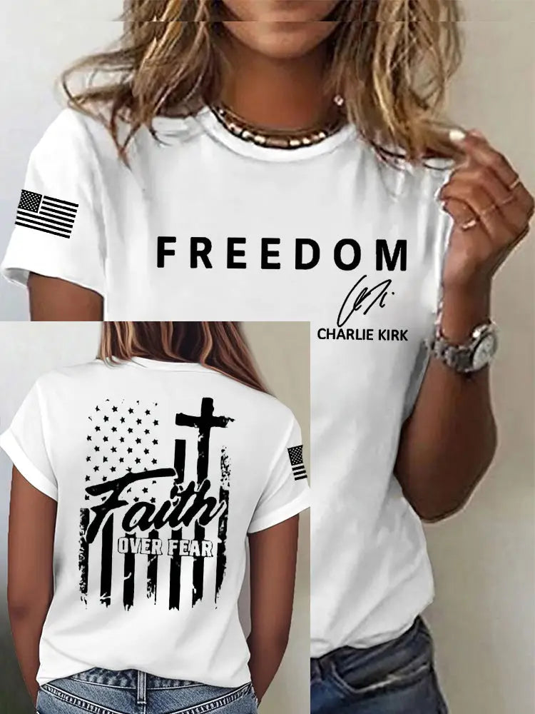 Women’s Freedom Is Not Free R.I.P Charlie Kirk Short Sleeve T-Shirt White / S