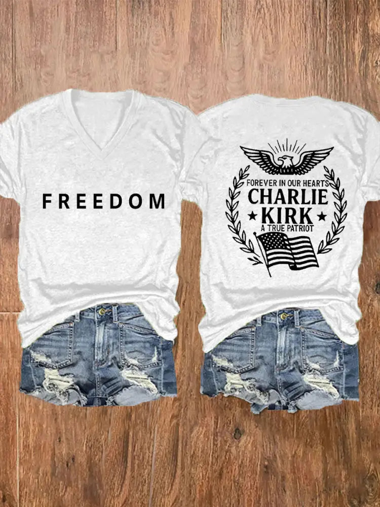 Women’s Freedom Is Not Free R.I.P Charlie Kirk Short Sleeve T-shirt White / S