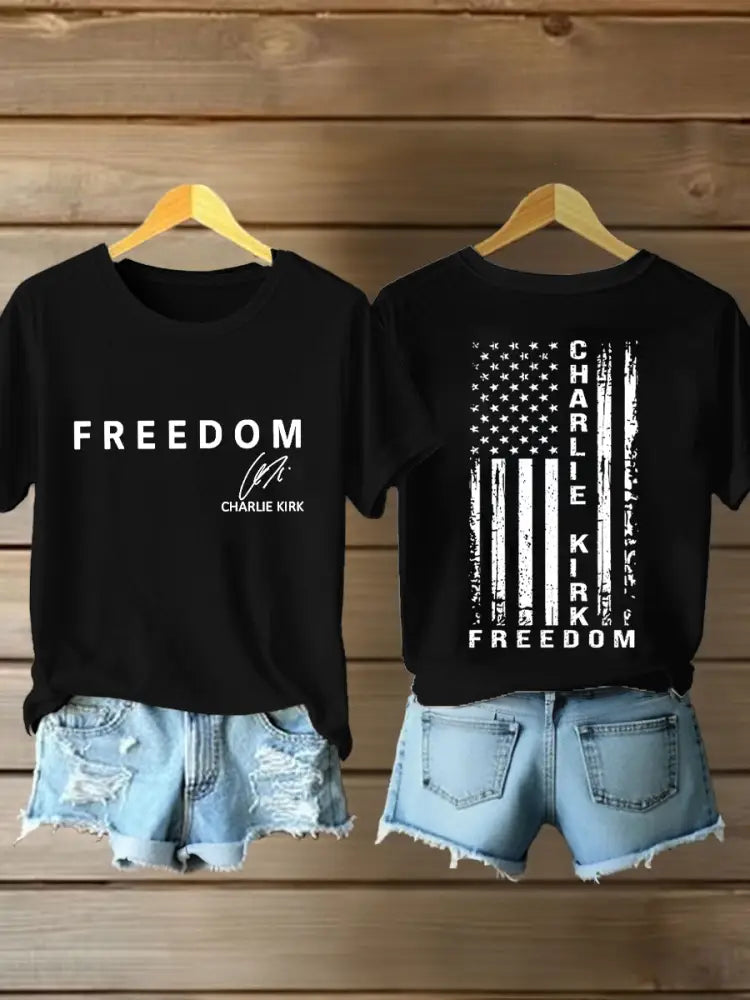 Women’s Freedom Is Not Free This is the Turning Point R.I.P Charlie Kirk Print Short Sleeve T-Shirt Black / S