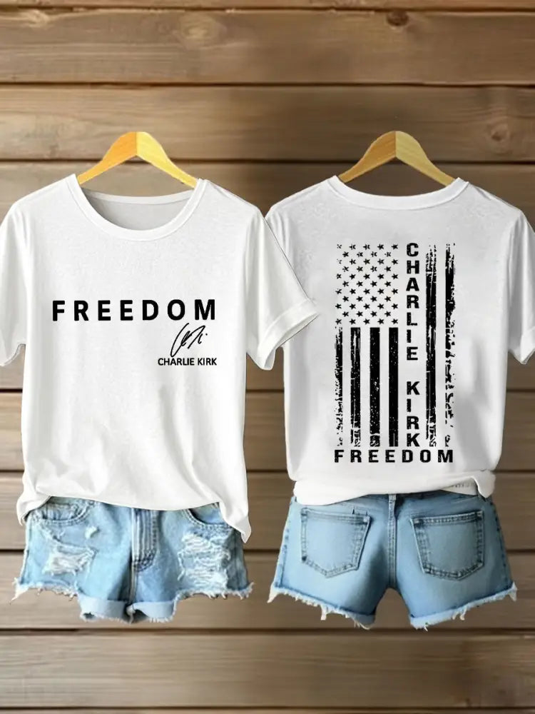 Women’s Freedom Is Not Free This is the Turning Point R.I.P Charlie Kirk Print Short Sleeve T-Shirt White / S
