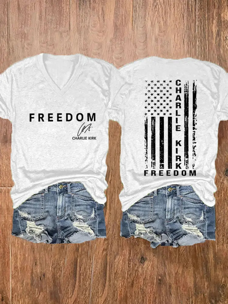 Women’s Freedom Is Not Free This is the Turning Point R.I.P Charlie Kirk Print Short Sleeve T-Shirt White / S