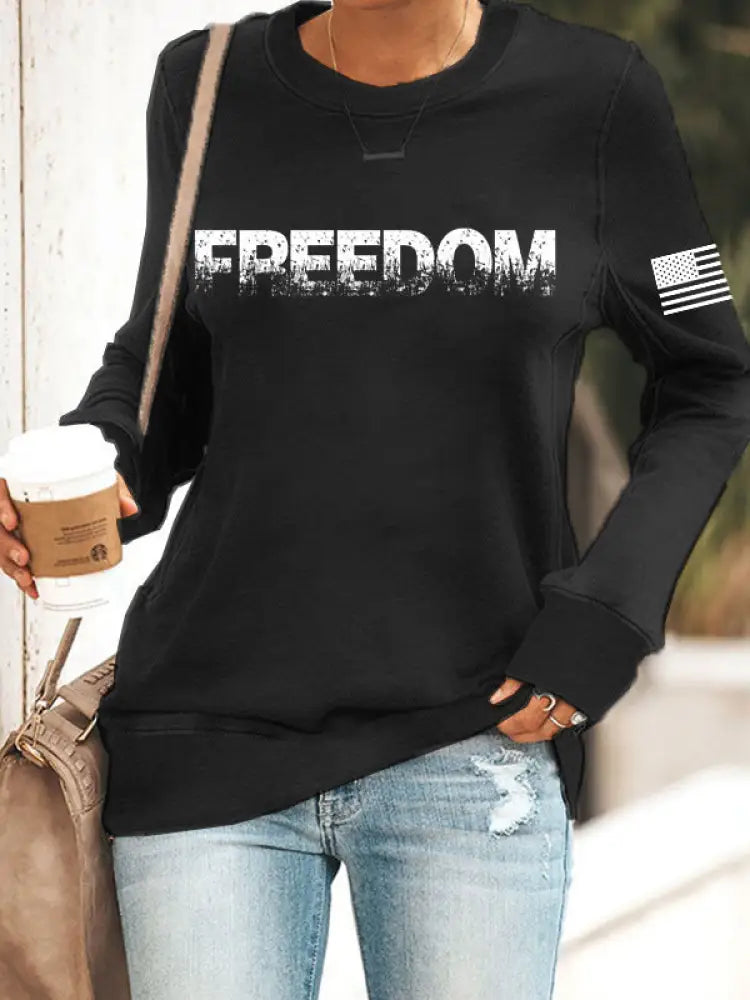 Women’s Freedom Printed fitted sweatshirt Black / S