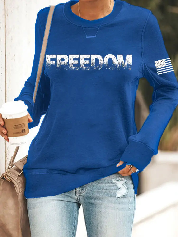 Women’s Freedom Printed fitted sweatshirt Blue / S