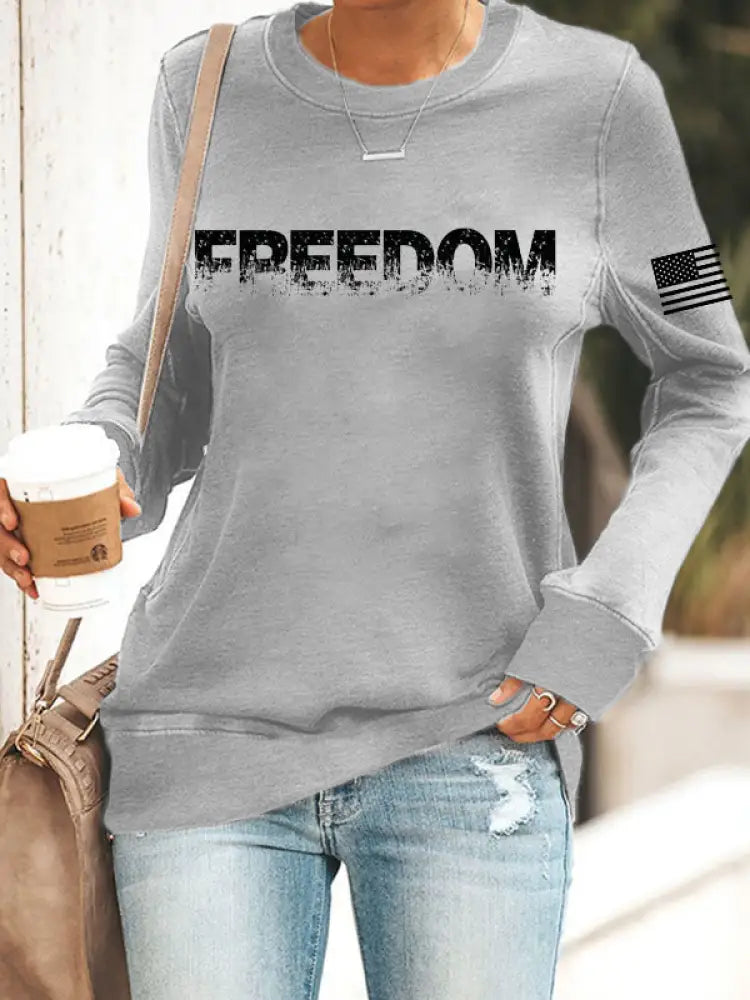Women’s Freedom Printed fitted sweatshirt Gray / S