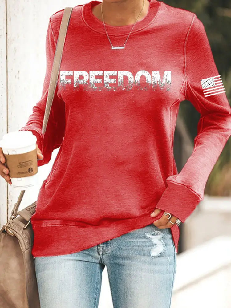 Women’s Freedom Printed fitted sweatshirt Red / S