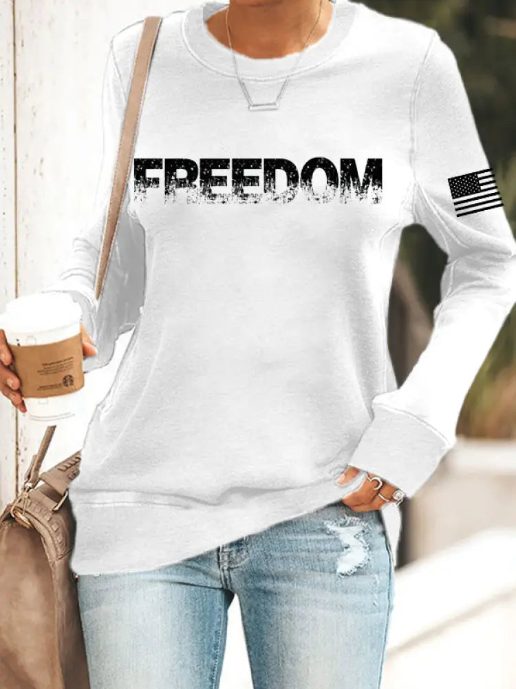 Women’s Freedom Printed fitted sweatshirt White / S