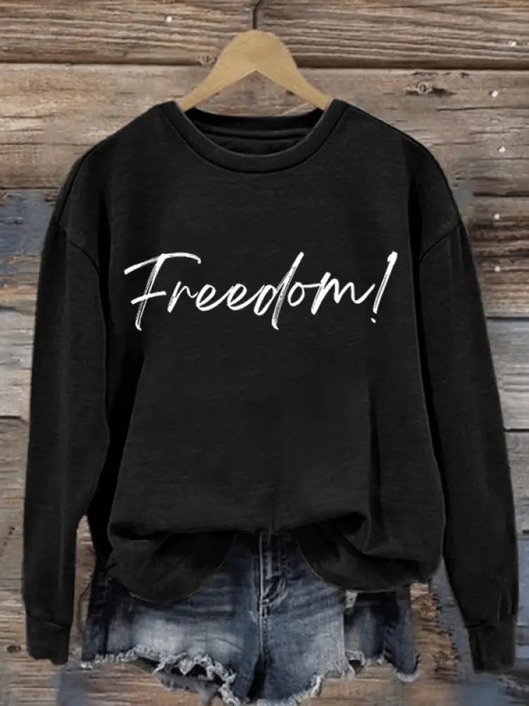 Women’s Freedom Printed Regular Sweatshirt Black / S