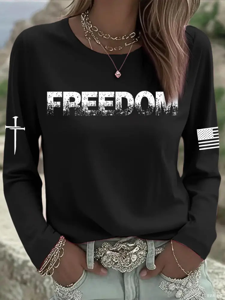 Women’s Freedom Printed Tops Black / S