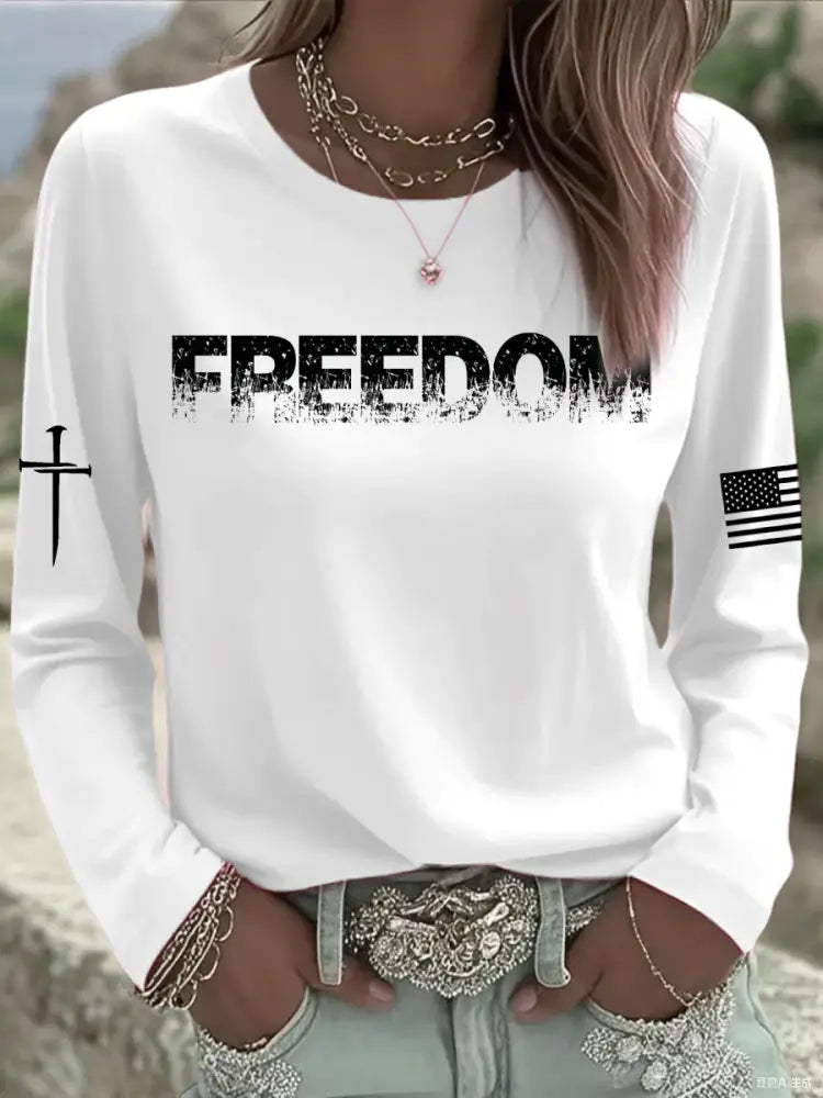 Women’s Freedom Printed Tops White / S