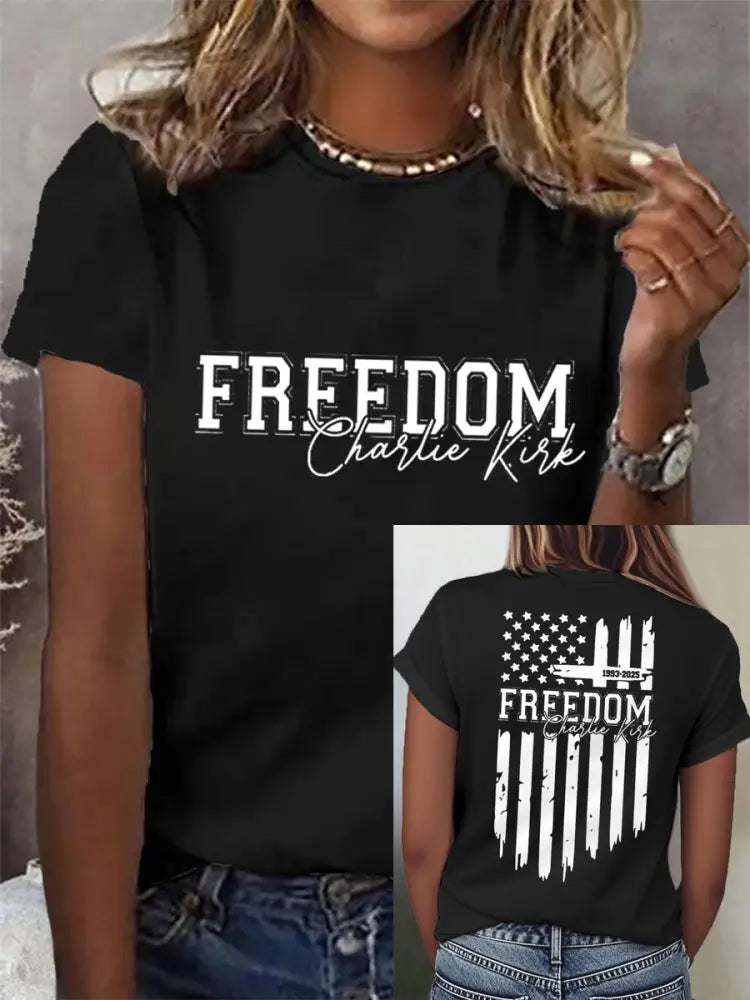 Women’s Freedom USA Flag Tee Black / S
