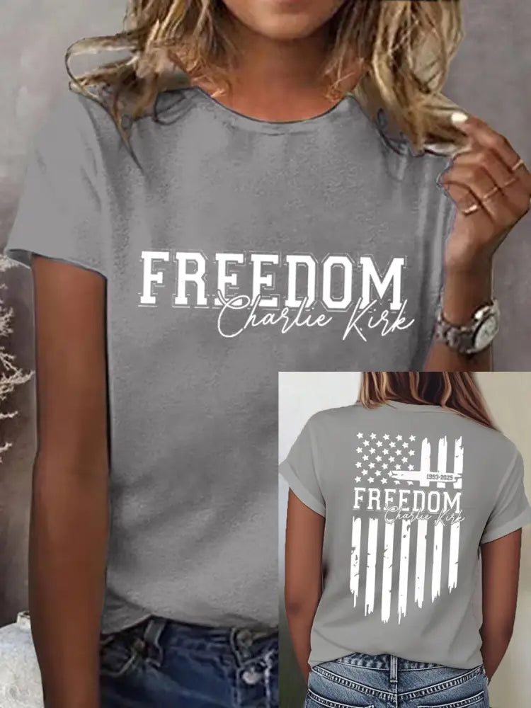 Women’s Freedom USA Flag Tee Light Gray / S