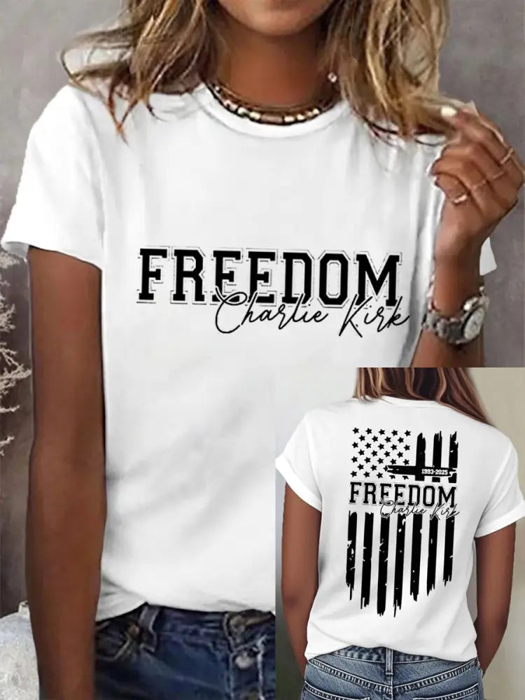 Women’s Freedom USA Flag Tee White / S