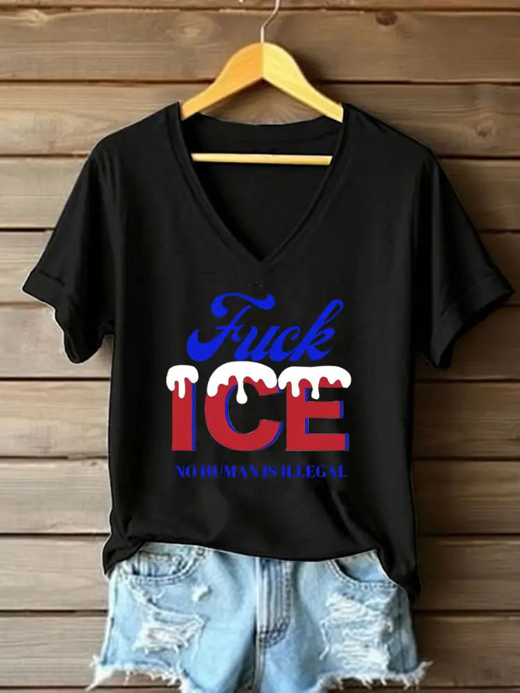 Women’s Fuck ICE Printed Casual T-shirt Black / S