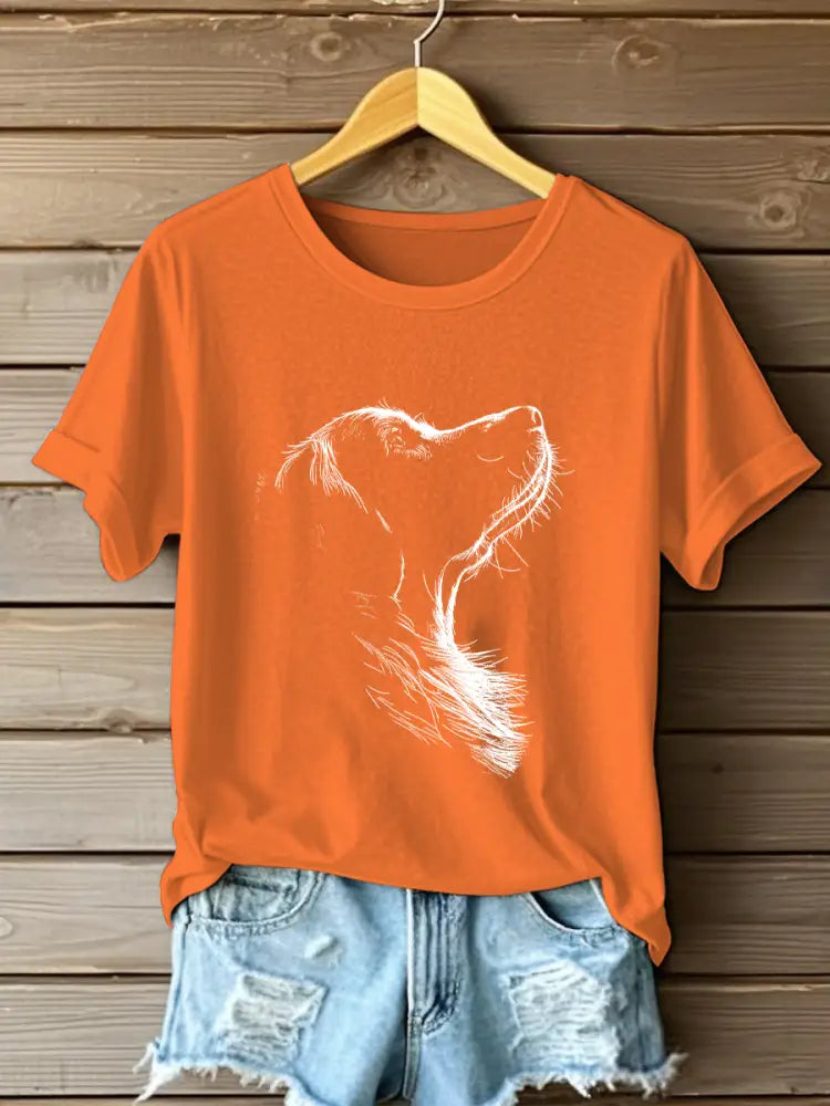Women’s Golden Retriever Printed Casual T-shirt Orange / S