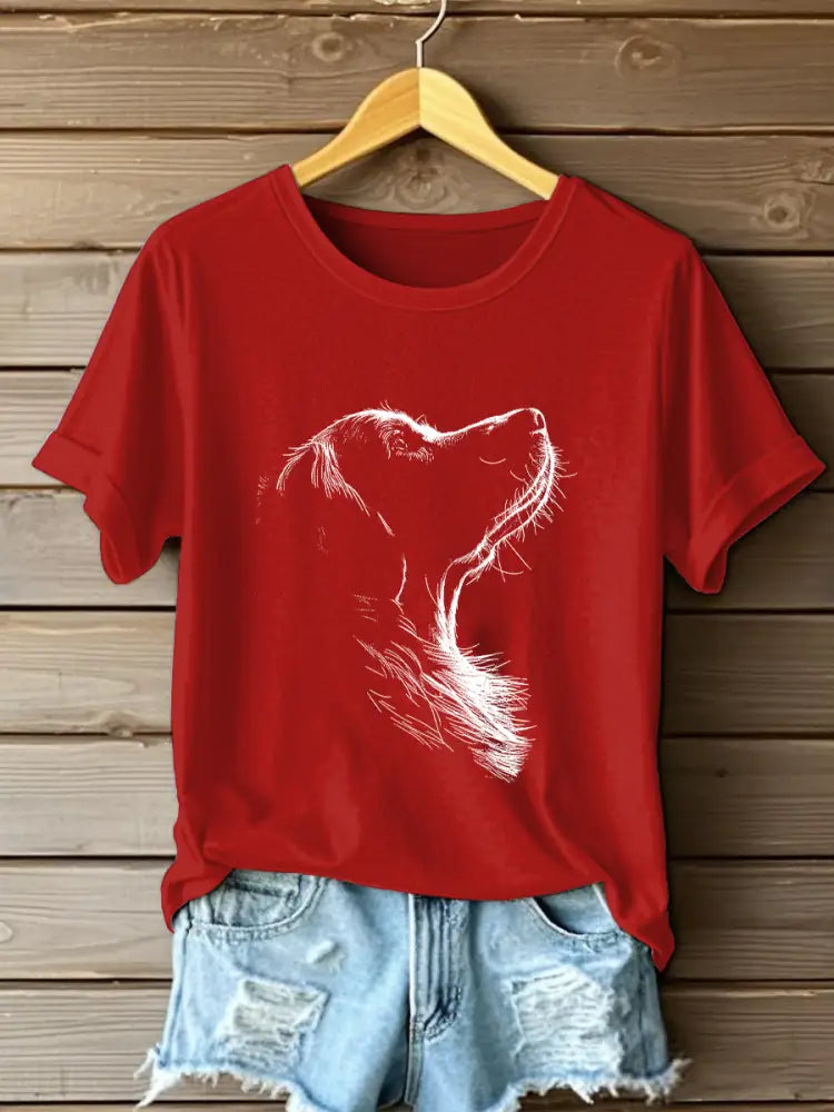Women’s Golden Retriever Printed Casual T-shirt Red / S