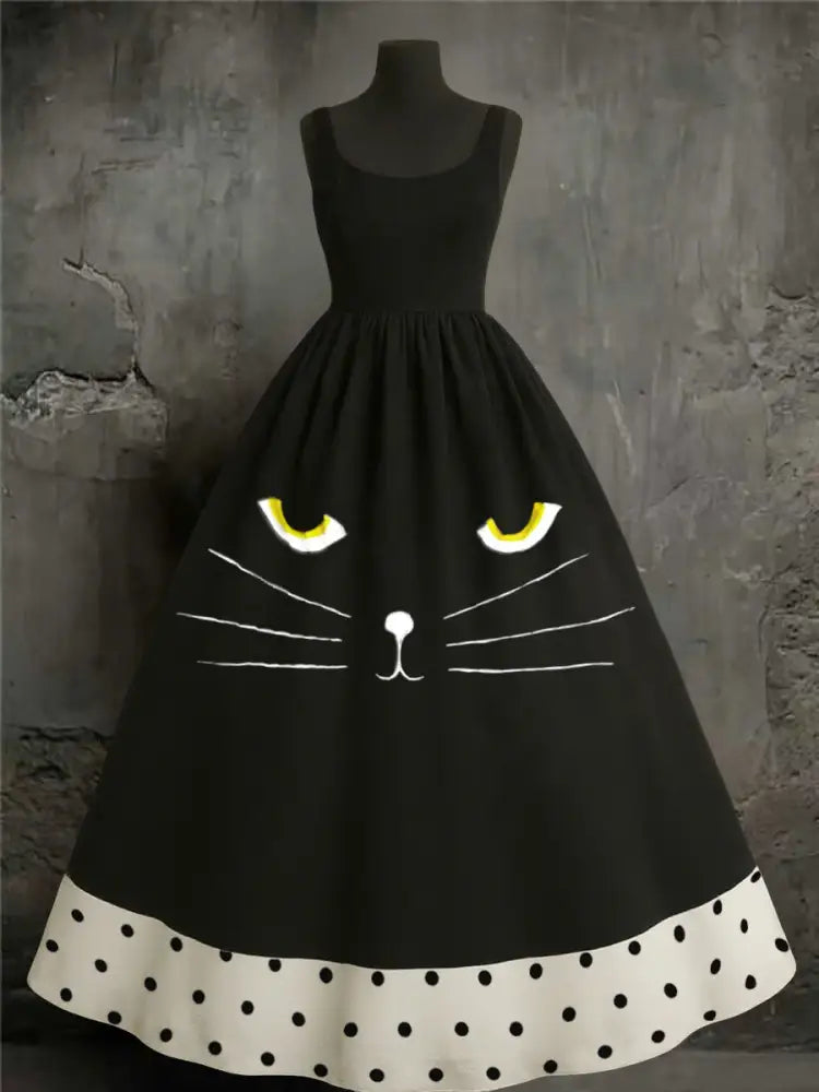 Women’s Halloween Cat Dress Black / S
