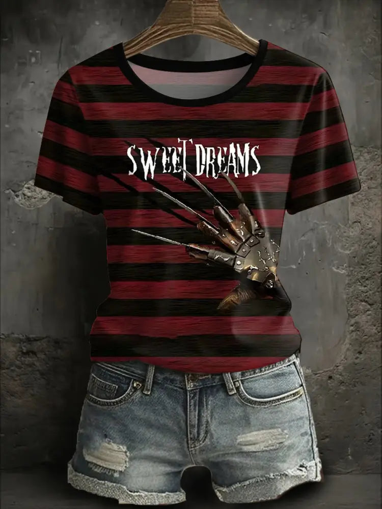Women’s Halloween Horror Nightmare Printed T-shirt