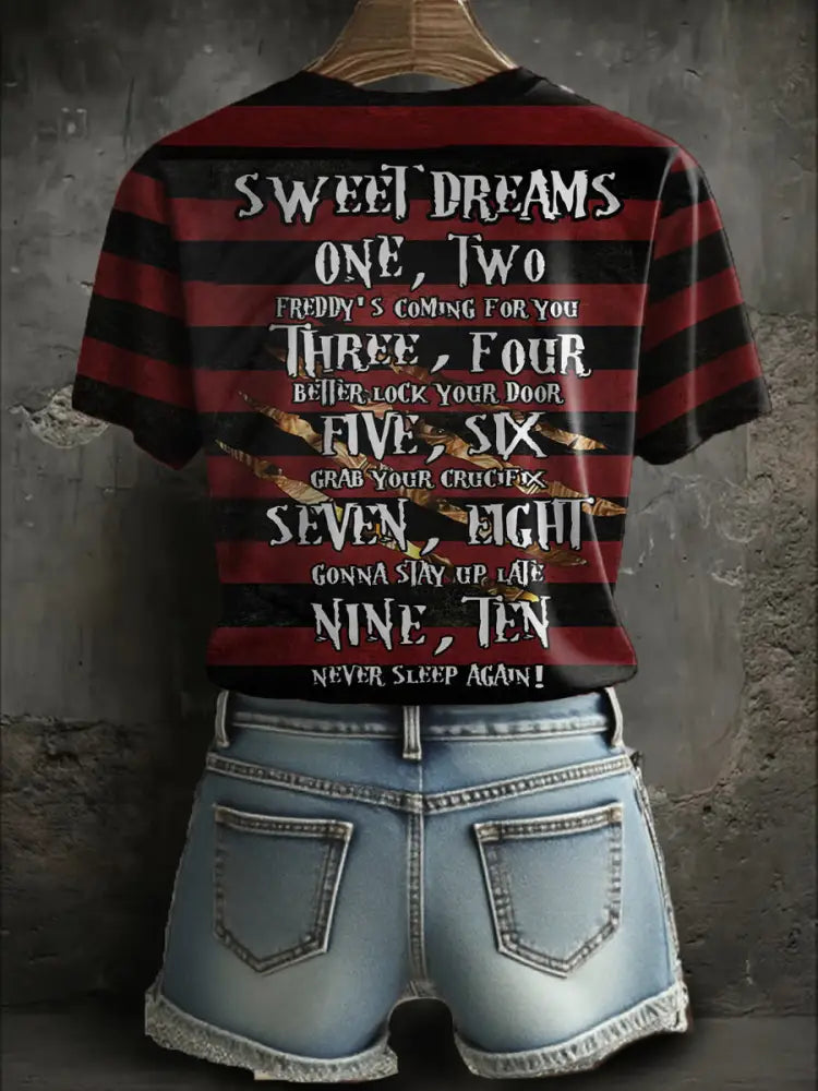 Women’s Halloween Horror Nightmare Printed T-shirt