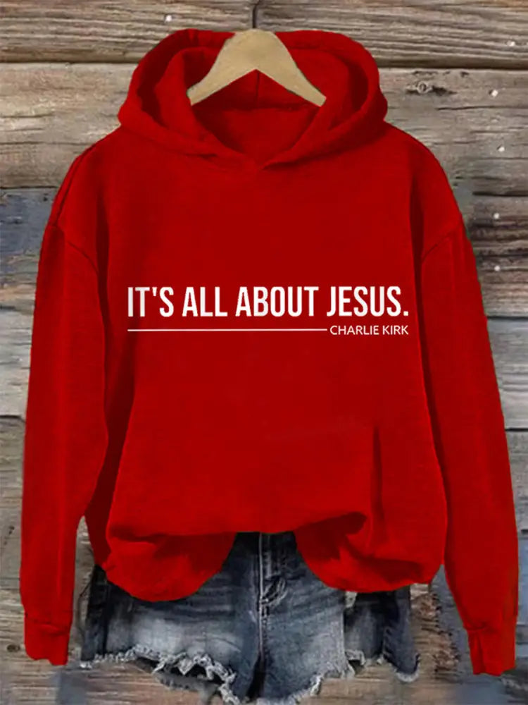 Women’s It’s All About Jesus Charlie Kirk Hoodie Red / S