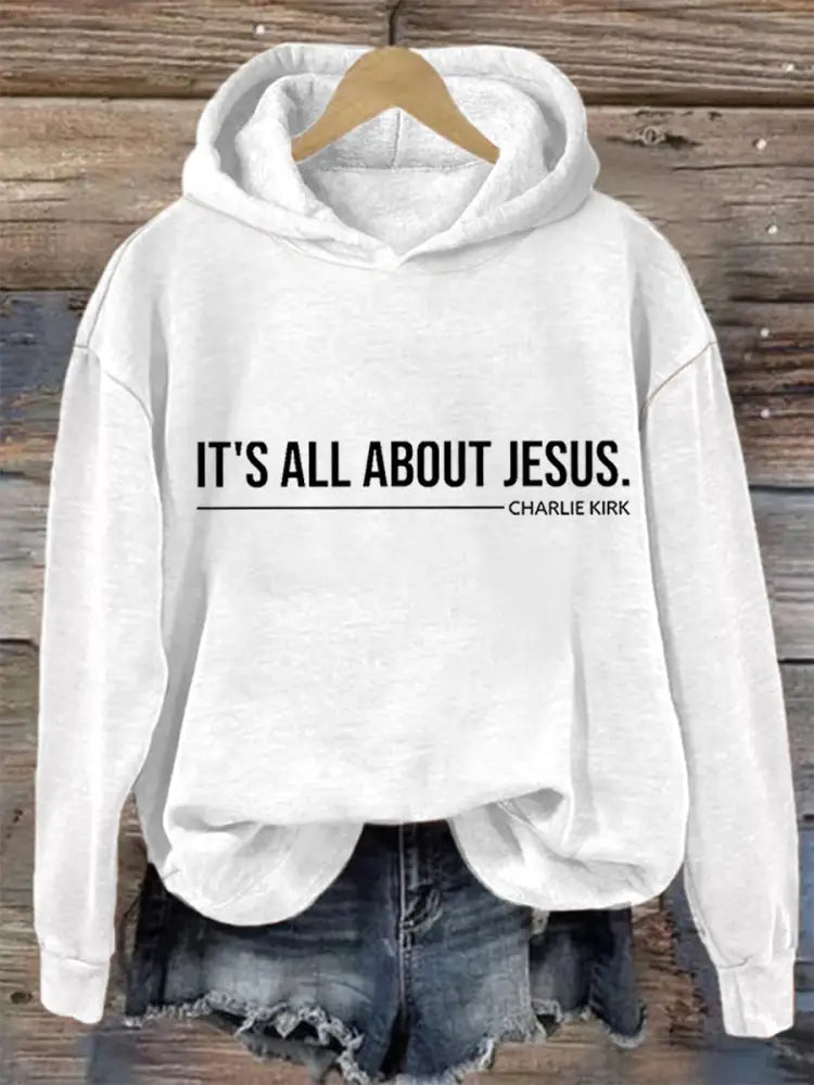 Women’s It’s All About Jesus Charlie Kirk Hoodie White / S