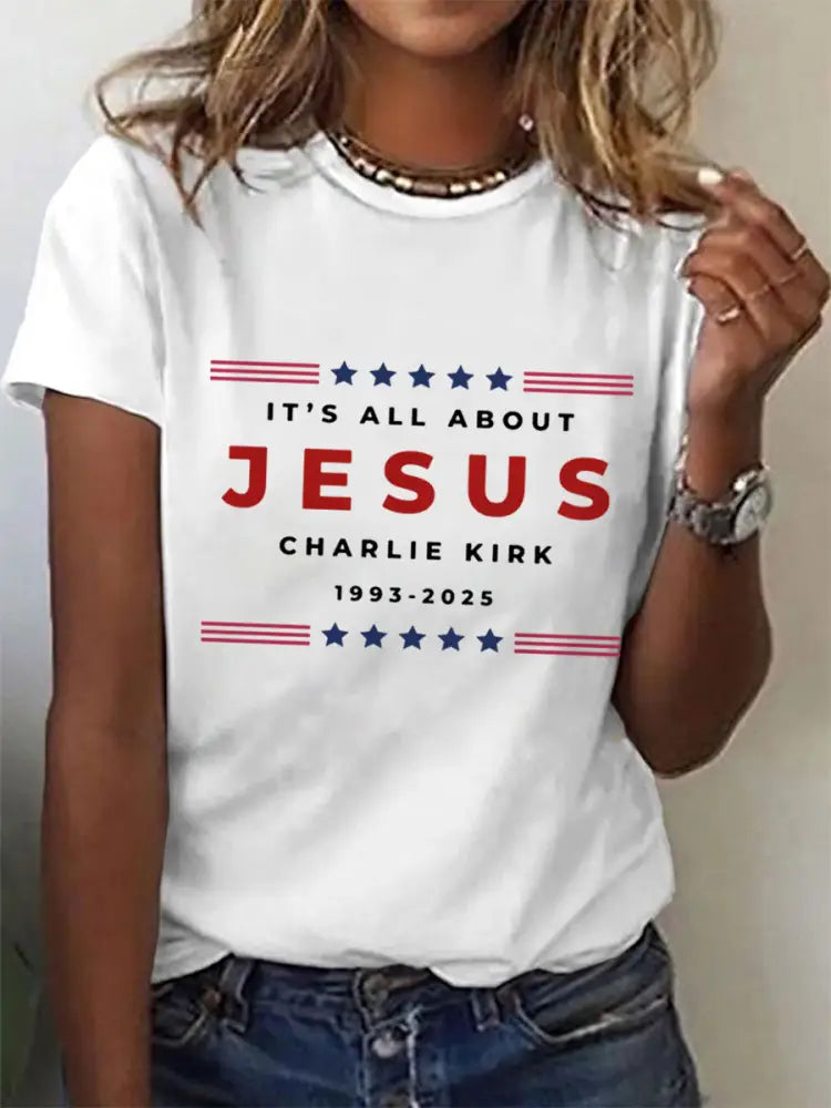 Women’s It’s All About Jesus Charlie Kirk Tee White / S