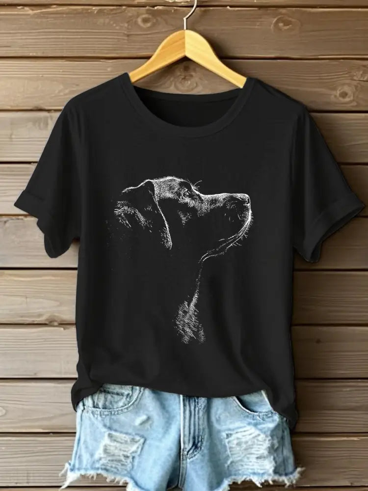 Women’s Labrador Print Casual T-Shirt Black / S