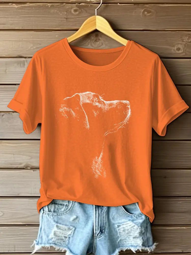 Women’s Labrador Print Casual T-Shirt Orange / S