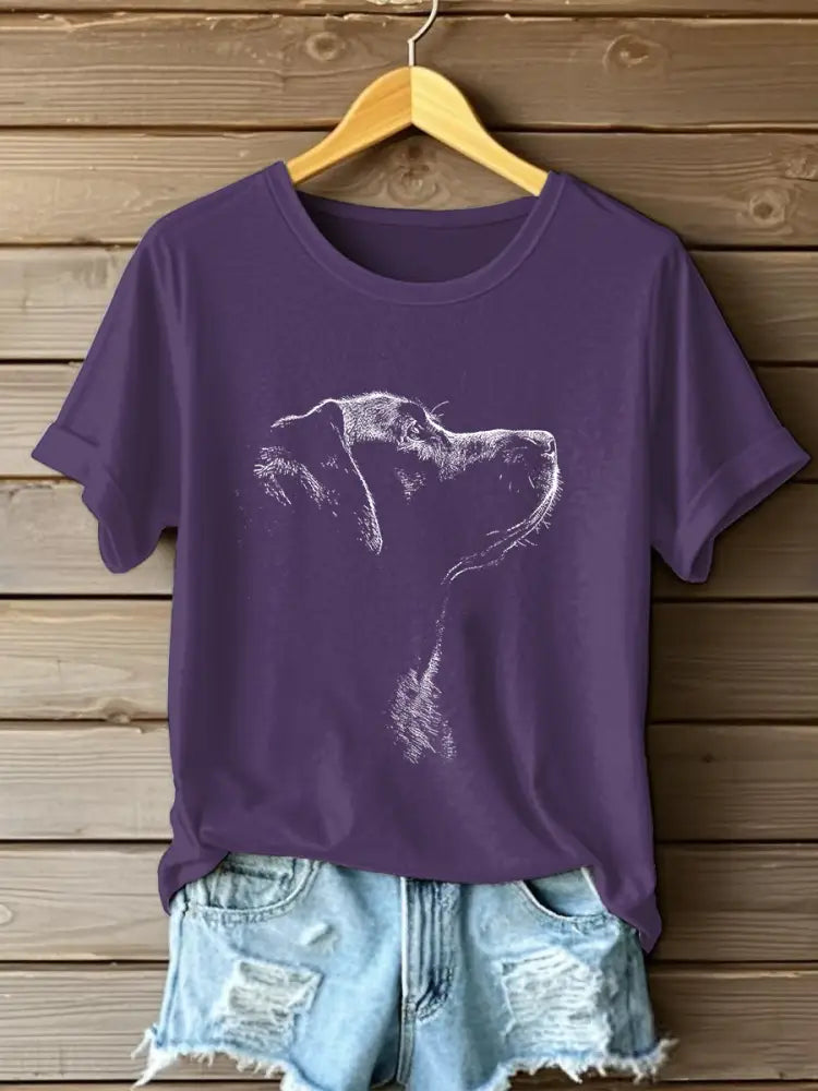 Women’s Labrador Print Casual T-Shirt Purple / S