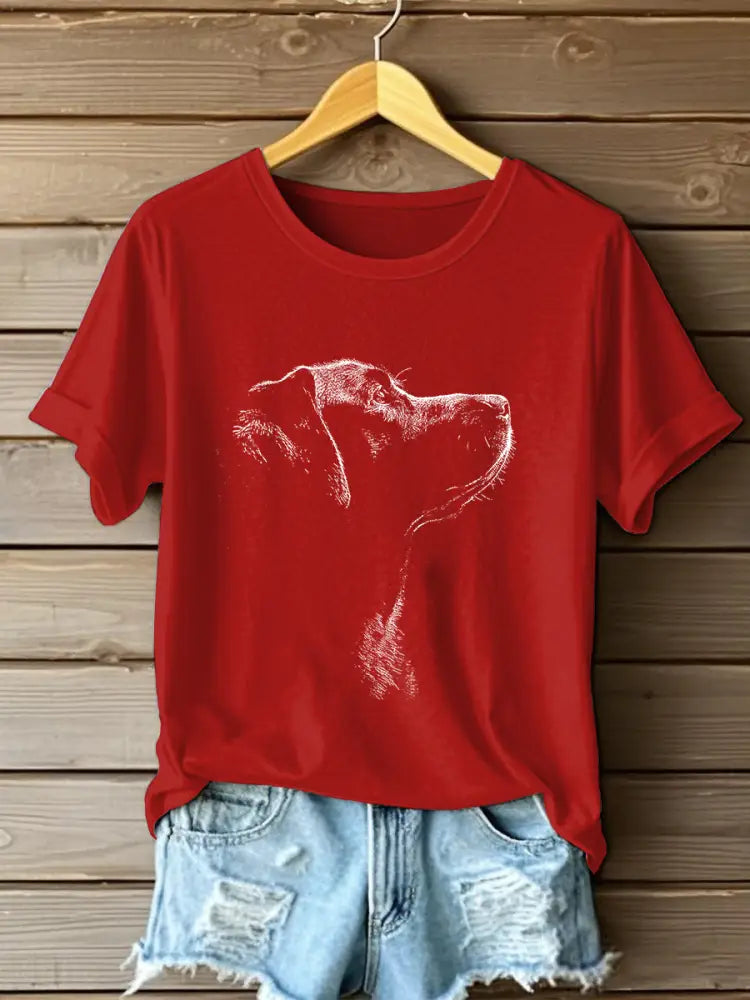 Women’s Labrador Print Casual T-Shirt Red / S