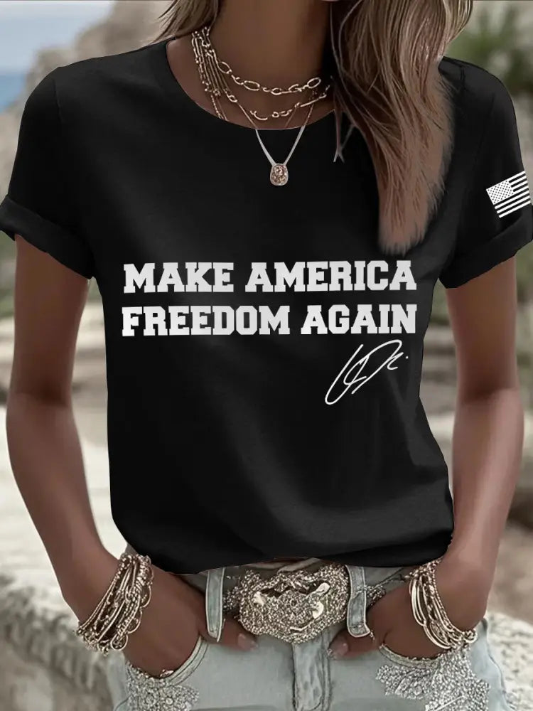 Women’s make america freedom again T-shirt Black / S