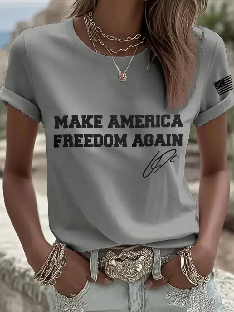 Women’s make america freedom again T-shirt Light Gray / S