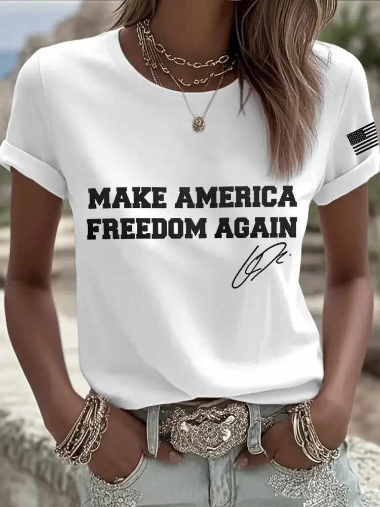 Women’s make america freedom again T-shirt White / S