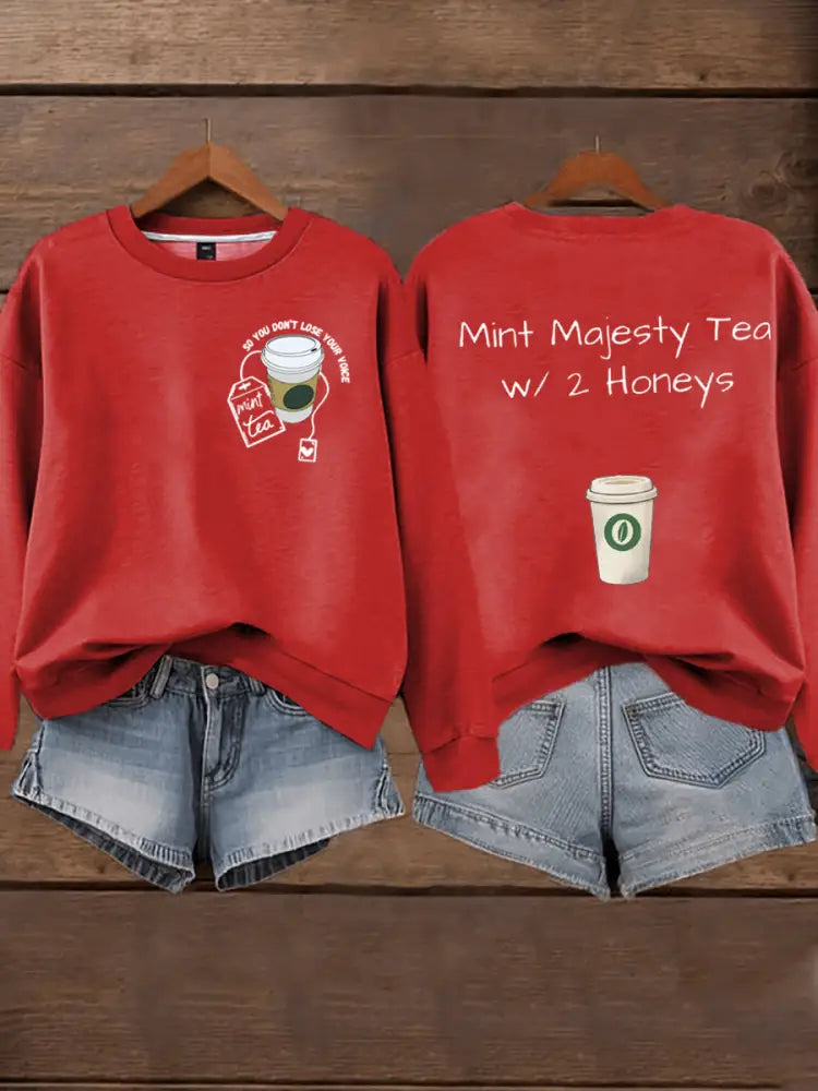 Women’s Mint Tea With Two Honey Charlie Kirk Print Sweatshirt Red / S