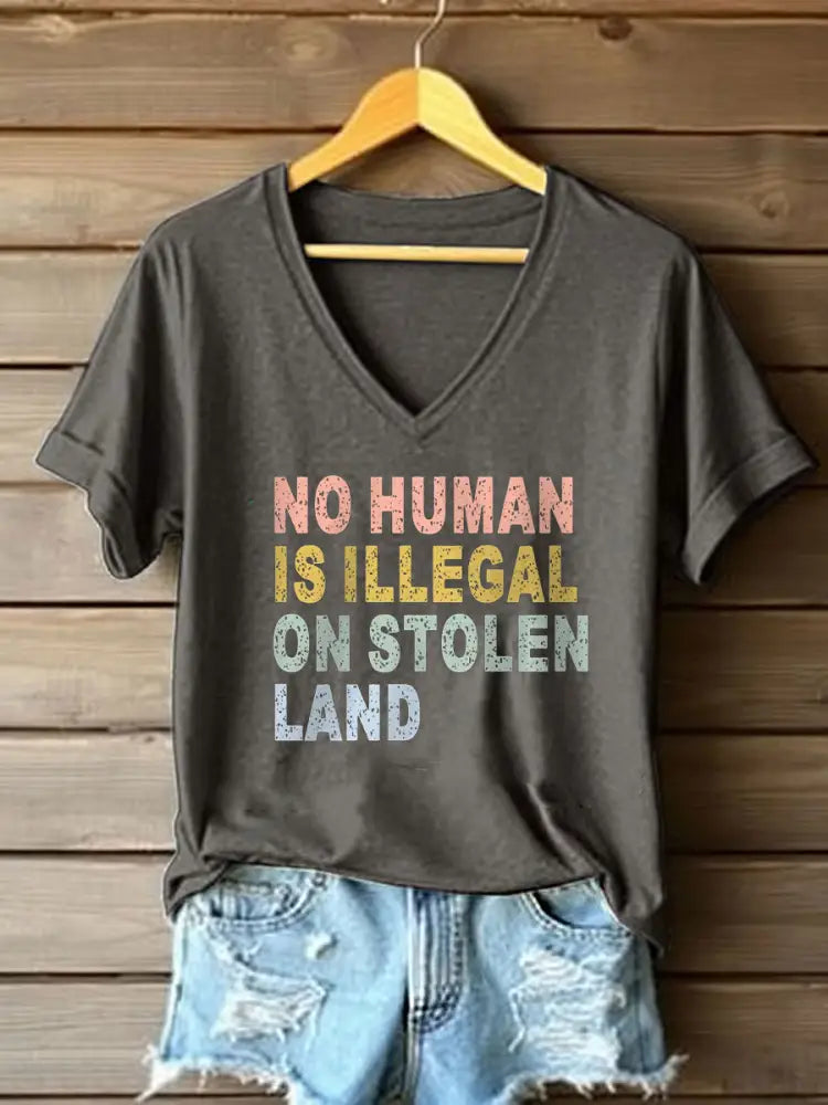 Women’s No One Is Illegal On Stolen Land T-Shirt Dark Gray / S