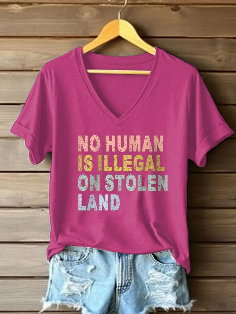 Women’s No One Is Illegal On Stolen Land T-Shirt Rose Red / S