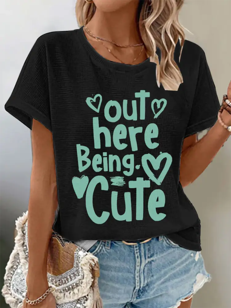 Women’s out here being cute Mint Green sneaker fan T-shirts Black / S