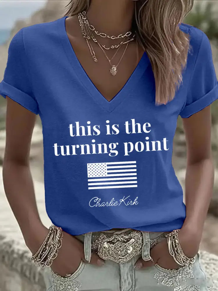 Women’s patriotic print T-shirt Blue / S