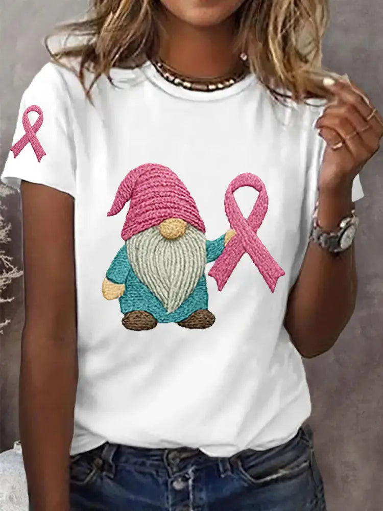 Women’s Pink Ribbon Breast Cancer Awareness Support Tee White / S