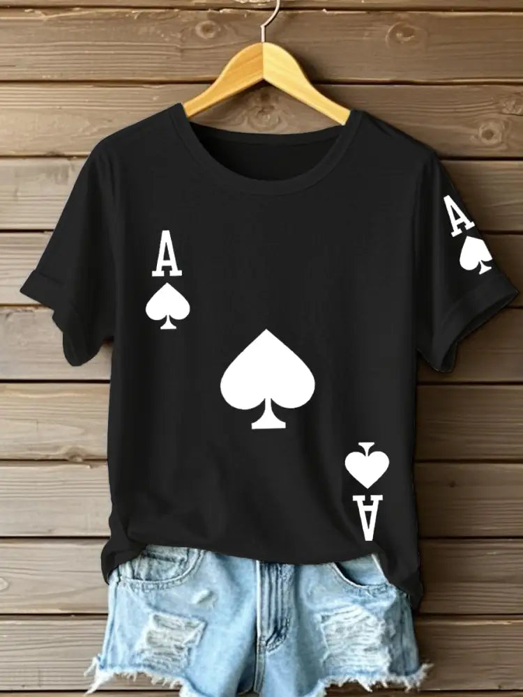 Women’s Poker Ace of Spades T-shirts Black / S