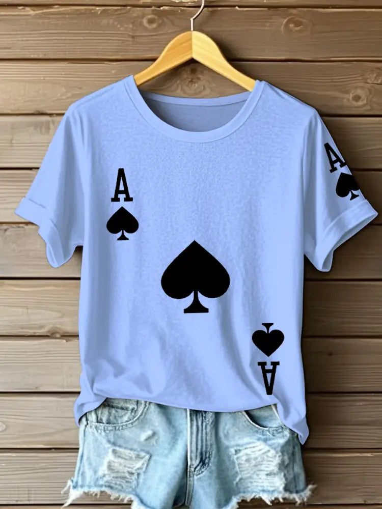 Women’s Poker Ace of Spades T-shirts Light Blue / S