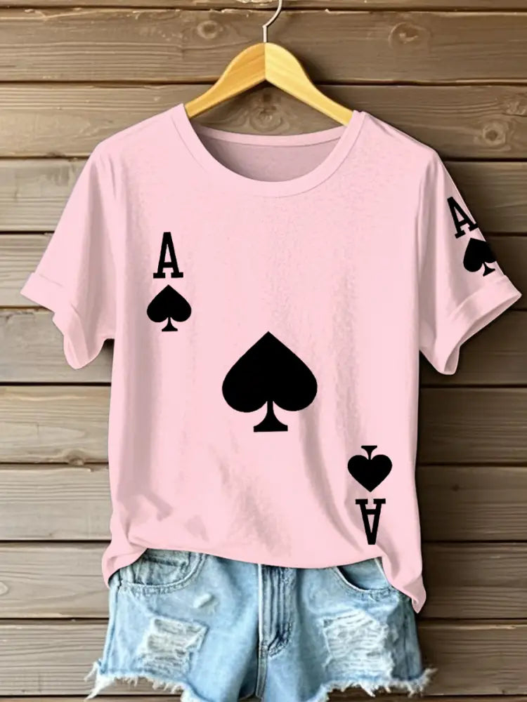 Women’s Poker Ace of Spades T-shirts Light Pink / S