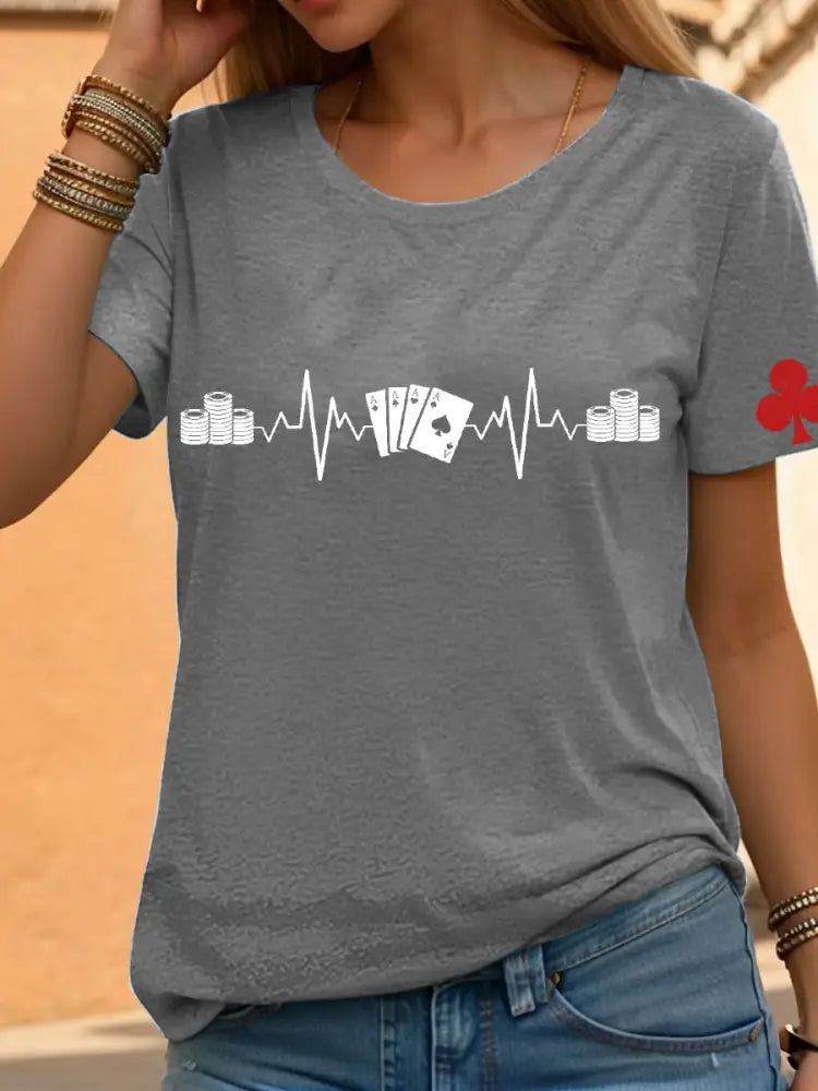 Women’s poker t-shirt Light Gray / S