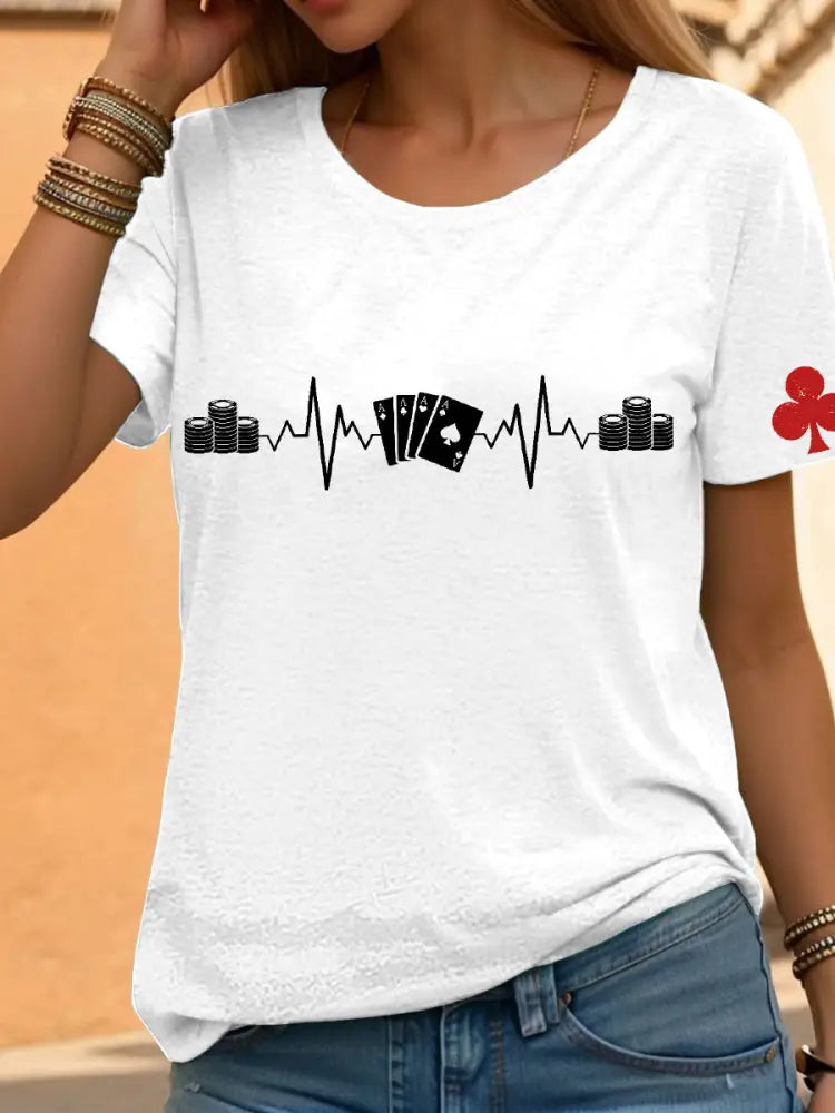 Women’s poker t-shirt White / S