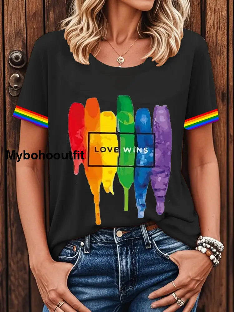 Women’s Pride Month LGBTQ Love Wins Short-sleeved T-shirt Black / S